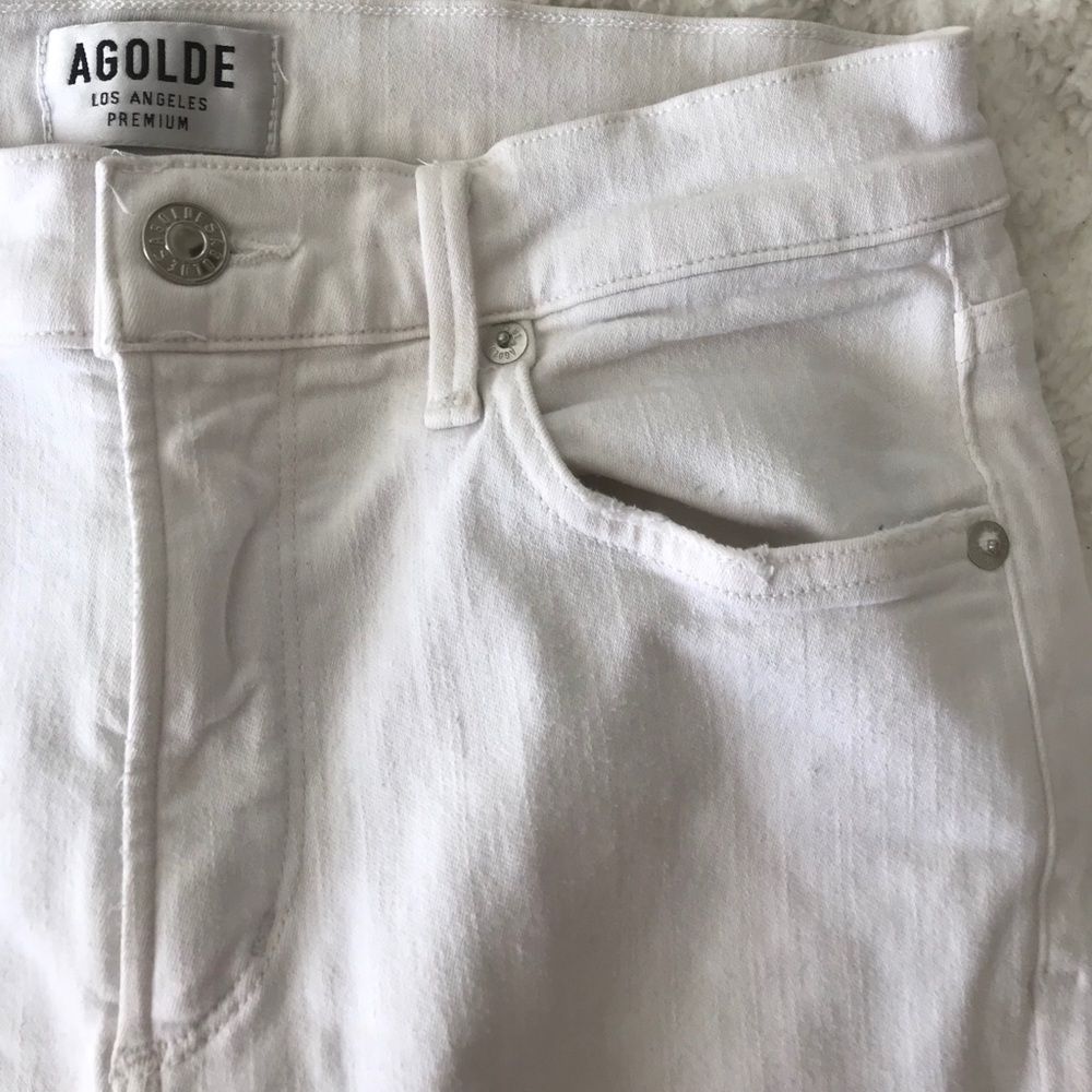 AGOLDE white distressed skinny jeans